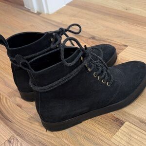 Jenni Kayne Black Suede Chukka Lace-Up Boots
